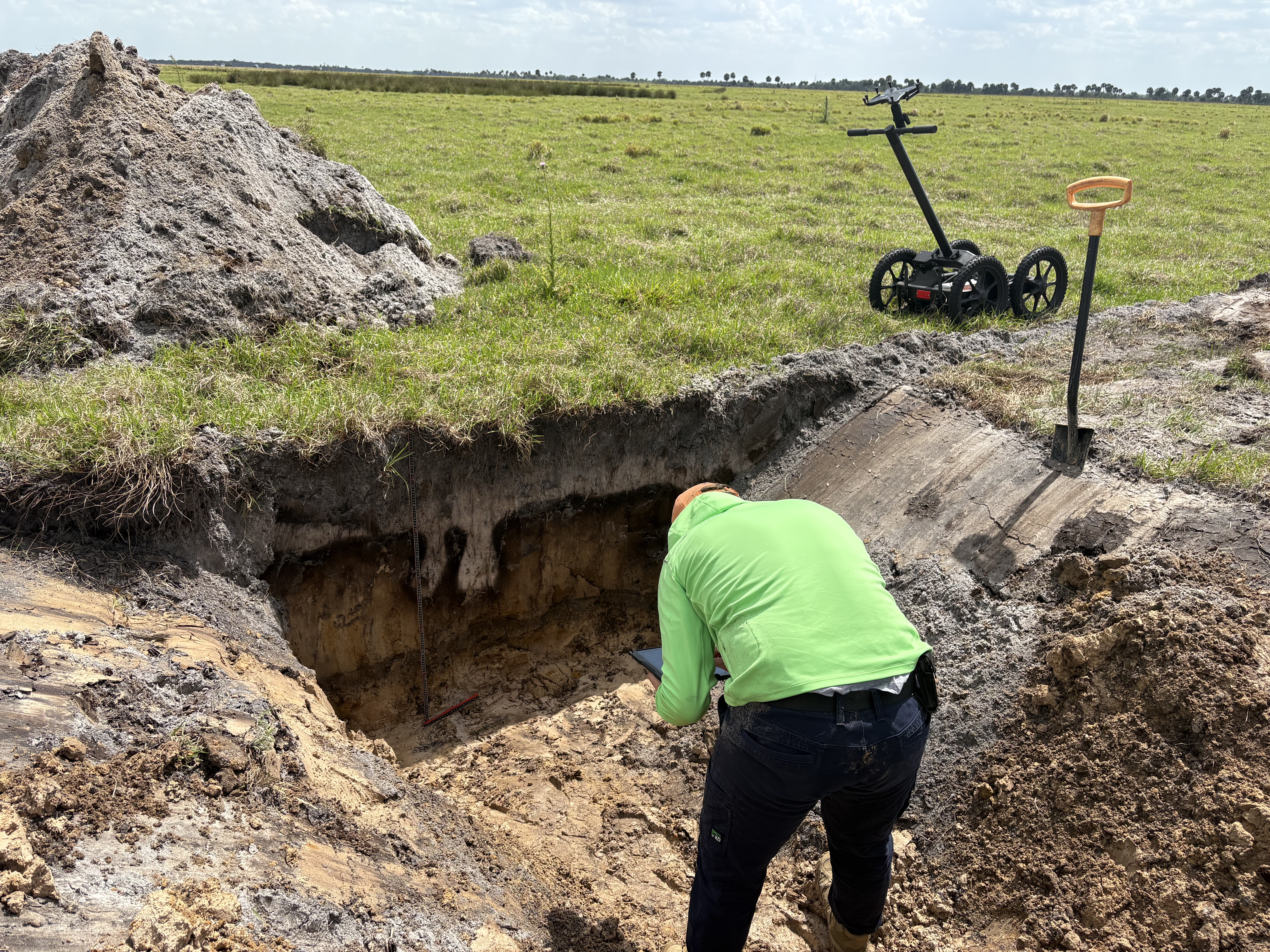 Soil pit in Florida pasture